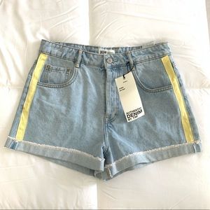 Zara Authentic Denim Shorts With Yellow Stripe